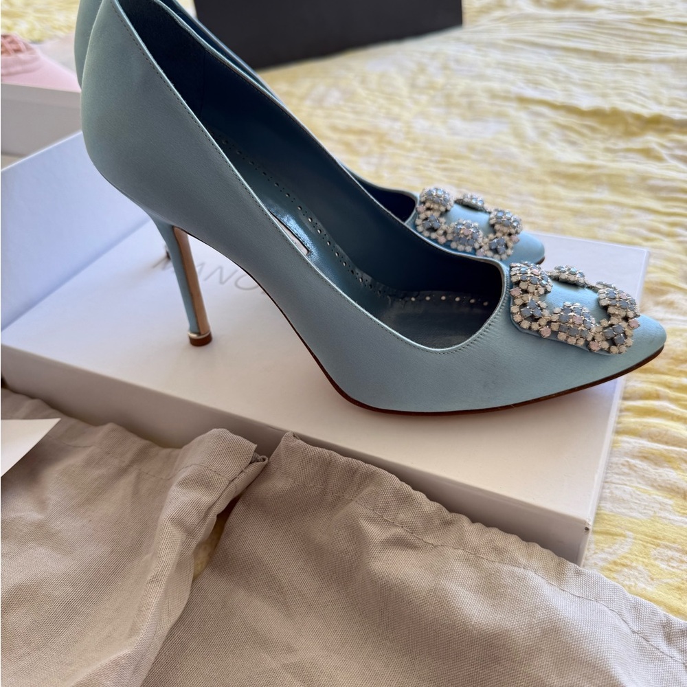 Manolo Blahnik Sky Blue Crystal Heels - Picture 5 of 6